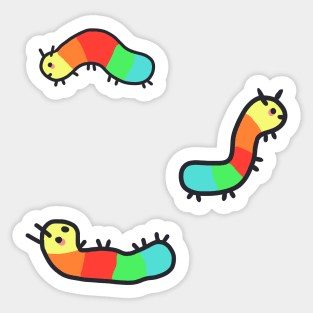 cute rainbow caterpiller design Sticker